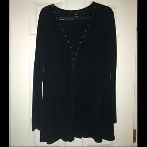 Windsor flowy black long sleeve mini dress